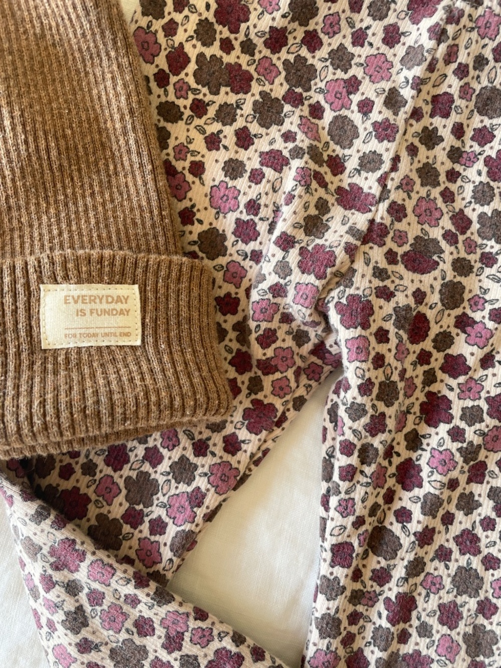 Zara floral pant + zara cotton beanie
